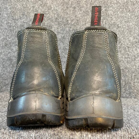 Avenger Mens 16 Foreman ROMEO Pull on Work Boots Black Leather A7111 - Picture 4 of 7